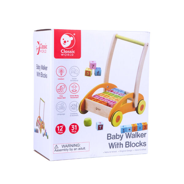 Classic World Wood Baby Walker with Blocks - Image 6