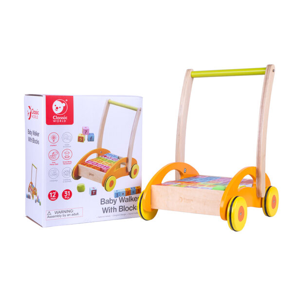 Classic World Wood Baby Walker with Blocks - Image 2