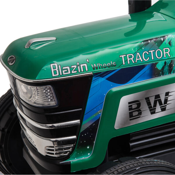 12V Battery Operated Big Wheeled Green Tractor - Image 6